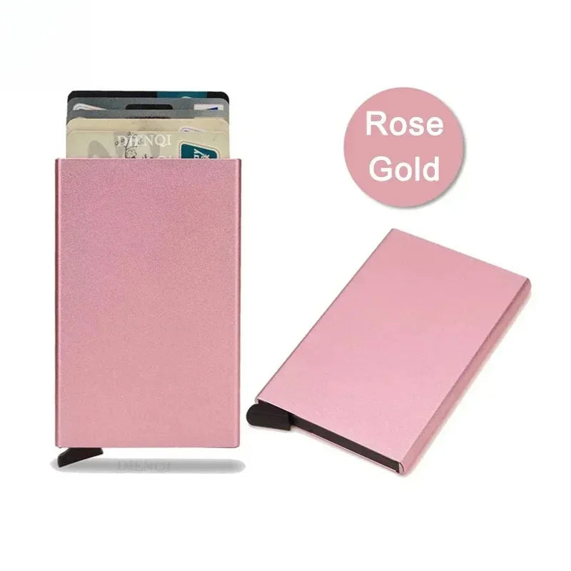 Small and Practical Pop Up Minimalist Smart Wallet Thin Slim RFID Credit Card Holder for Men Women Metal Purse Mini Wallets