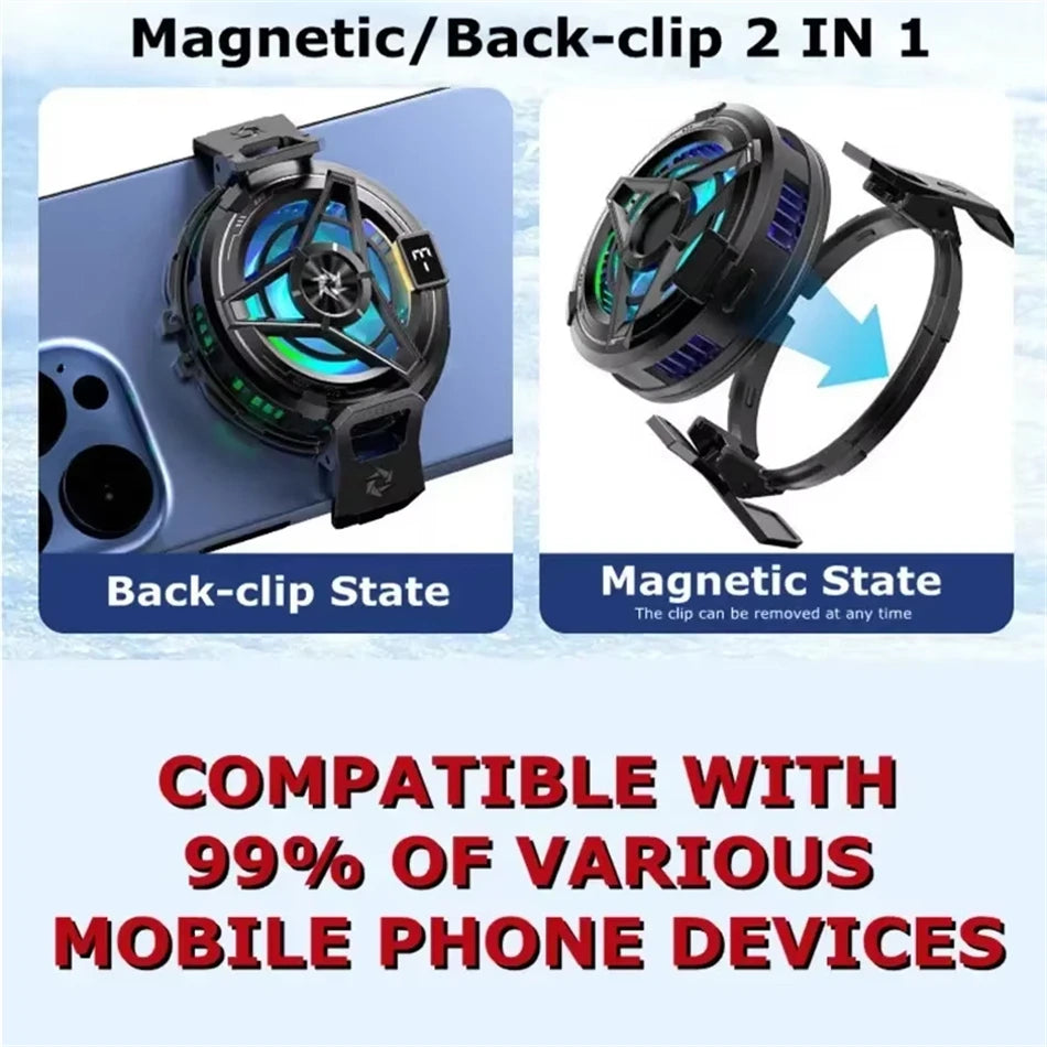 SL17 Magnetic Phones Cooler Back-Clip 2 in 1 Game Cooler Semiconductor Fast Phone Cooling Fan for IOS Android Phone - Shoppiline