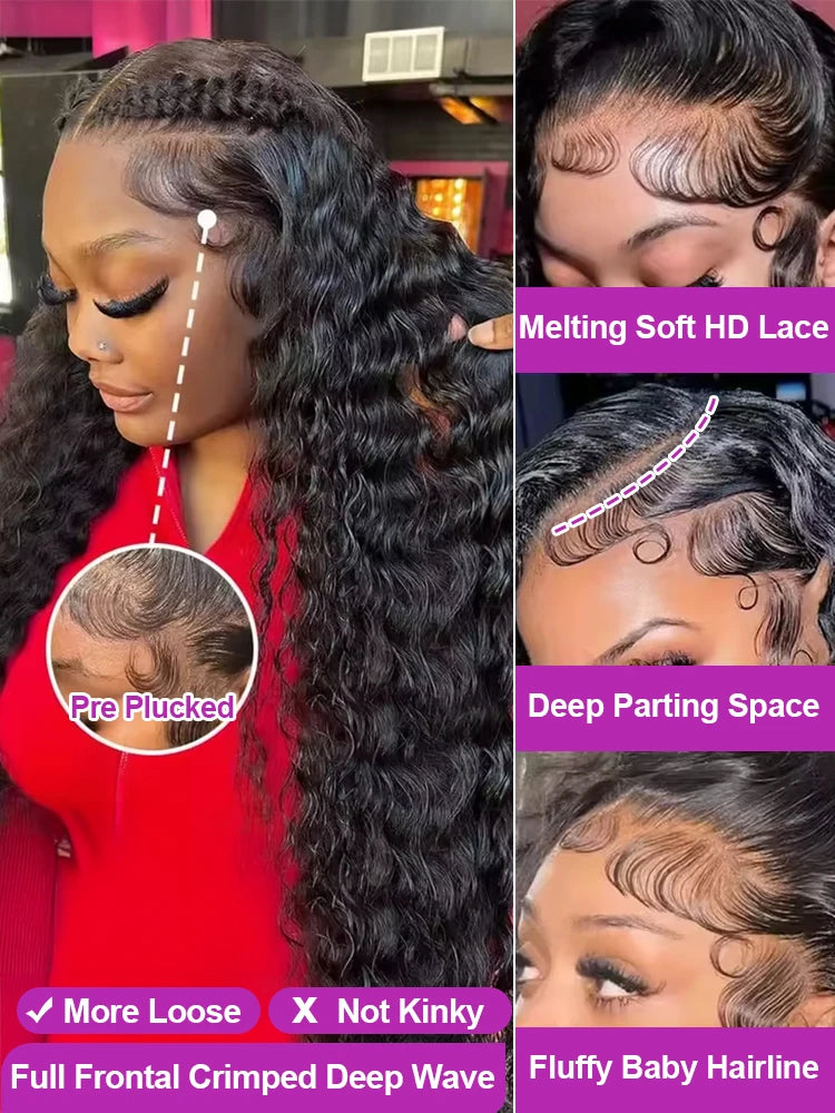 300 % Dichte 13x6 HD Transparent Loose Deep Wave Lace Frontal Perücke Brasilianisch 40 46 Zoll 13x4 360 Lockige Lace Front Perücken Für Frauen