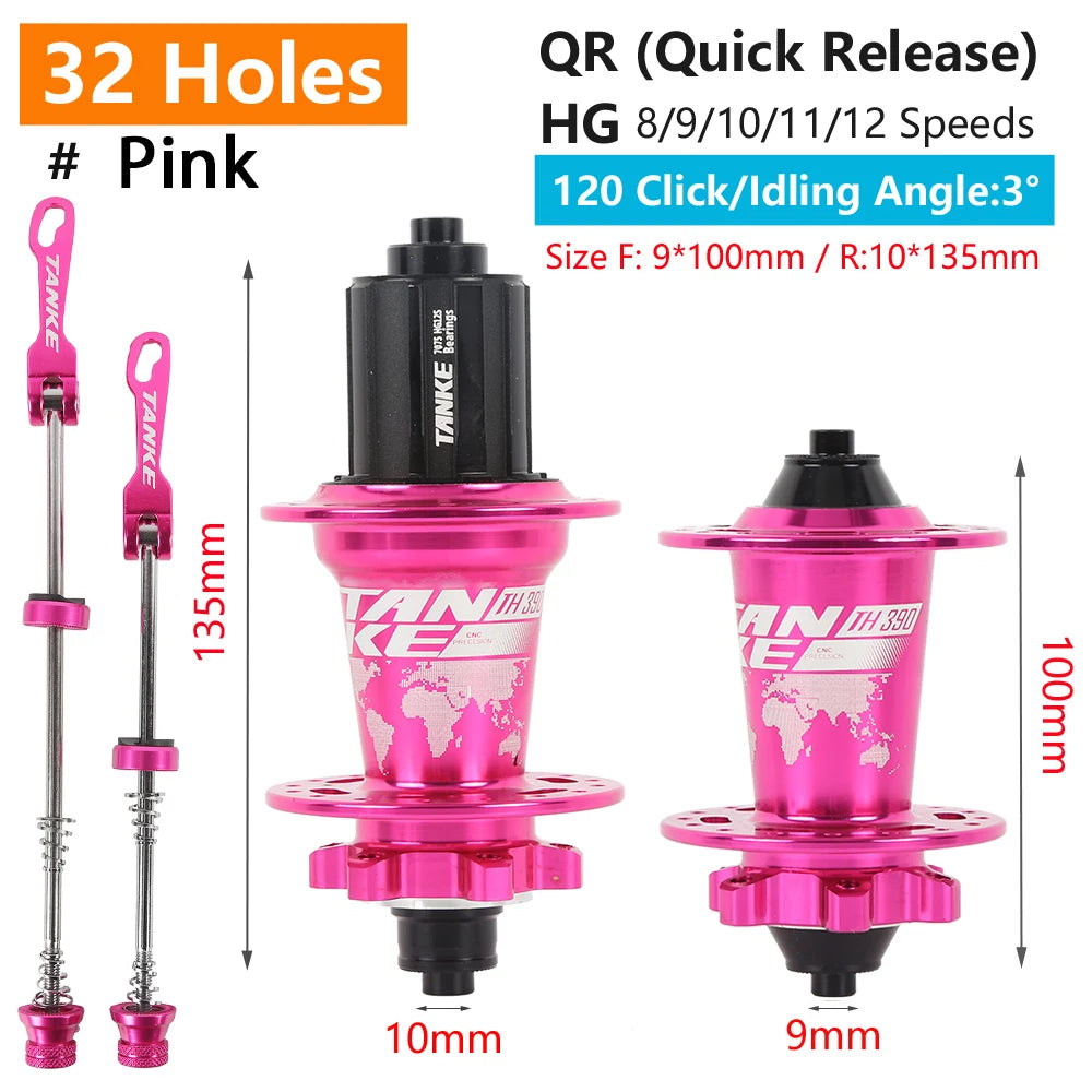 TANKE 120 Click Hub 6 Bearing MTB Mountain Bike Front Rear Thru HG 28 32 36 Holes Disc Brake Bicycle Hubs 8 9 10 11 12 Speed