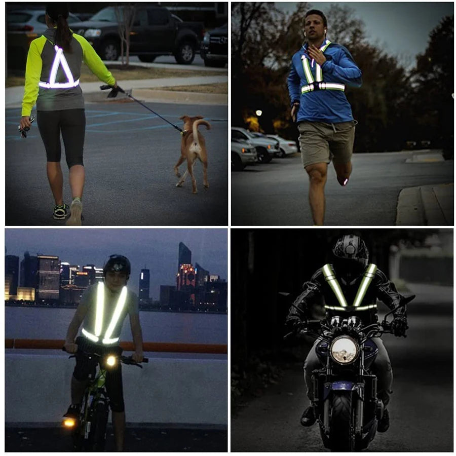 Adjustable Lightweight Reflective Vest for Outdoor Night Walking Biking Safety Gear Waterproof Running Safety Vests with Straps