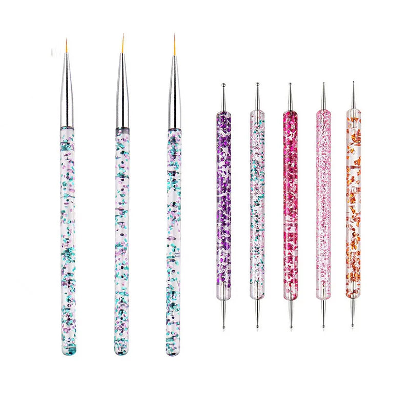 5/20 Stk. Nagelkunst Pinsel Design Spitzen Malen Zeichnen Schnitzen Dotting Pen Flachfächer Liner Acryl Gel UV Politur Maniküre Werkzeuge