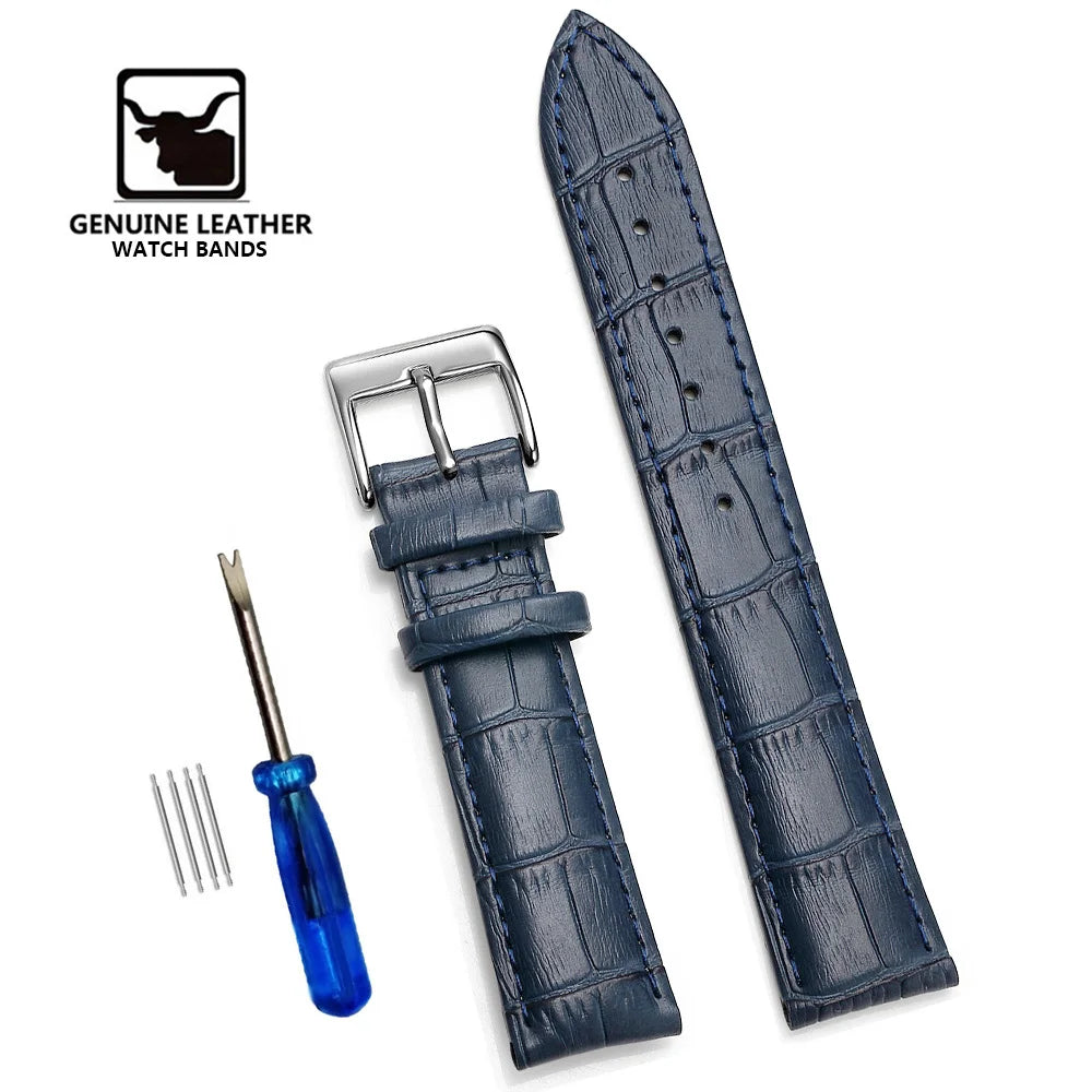 Premium Genuine Leather Watchbands 12/14/16/18/19/20/21/22/24 mm Watch Band Strap High Quality Wrist Belt Bracelet + Tool