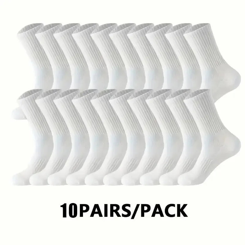 5/10/20 Pairs Neutral Solid Color Round Neck Socks Spring Summer Sweat Absorbing Breathable Comfortable All-season Sports Socks
