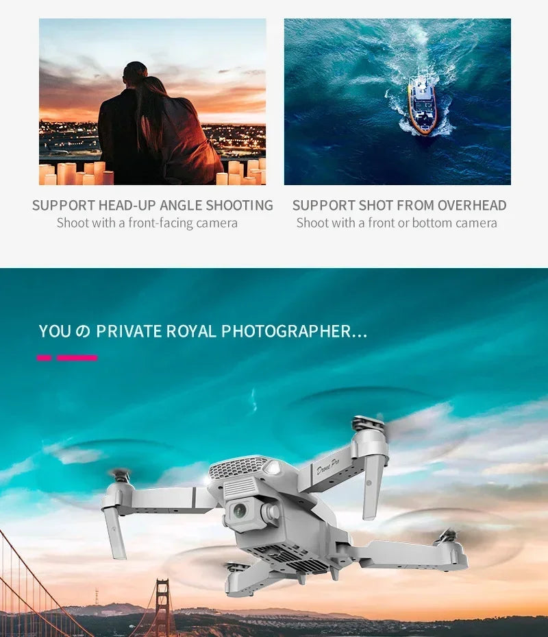 Foldable New E88 Pro RC Drone With 4K Professional 1080P Wide Angle Dual HD Camera WIFI FPV Quadcopter Height Hold