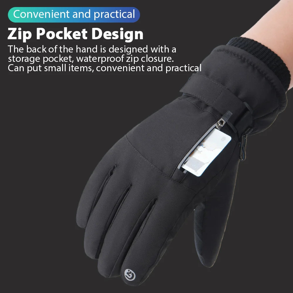 Gants de cyclisme d'hiver imperméables pour homme, sports de plein air, course à pied, moto, ski, écran tactile, polaire, antidérapants, chauds, doigts complets