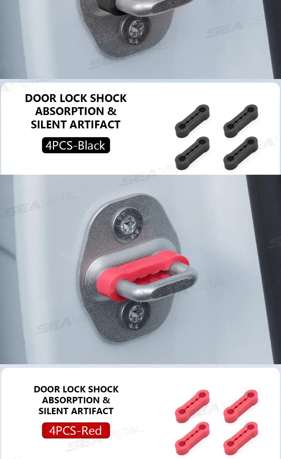 SEAMETAL Car Door Shock Absorber Universal Car Door Buckle Soundproof Deadener Damper Cushion Anti-Vibration Buffer Pad