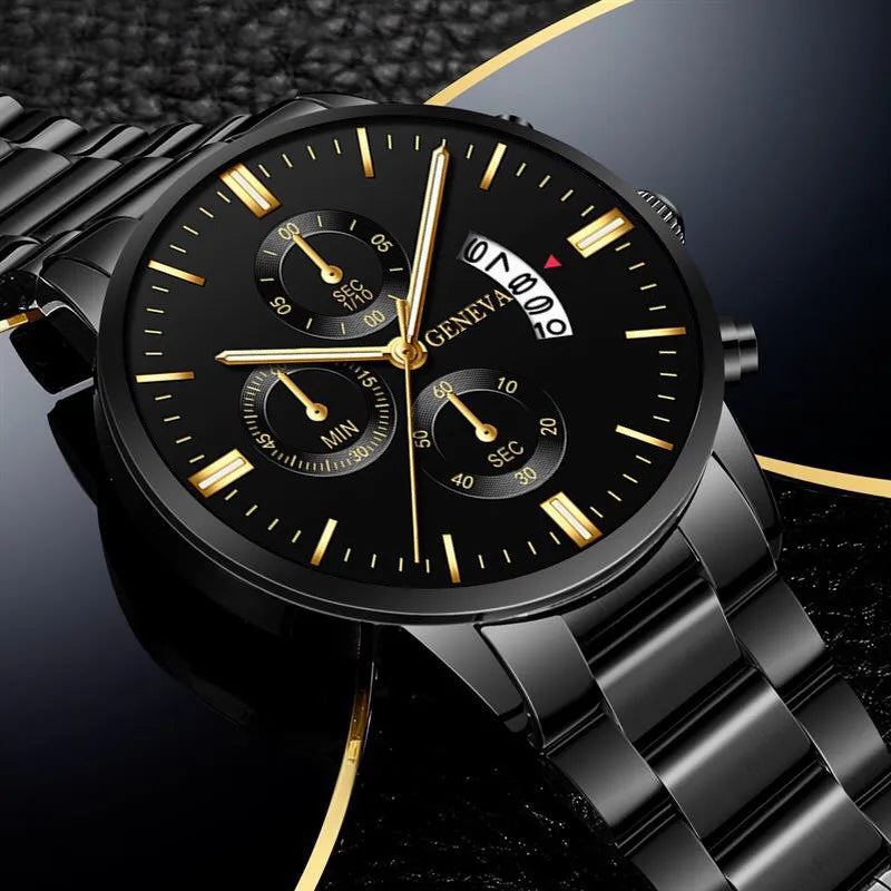 Luxus Edelstahl Herren Kalender Quarz Uhr Mode Business Uhren für Herren Uhr Reloj Hombre