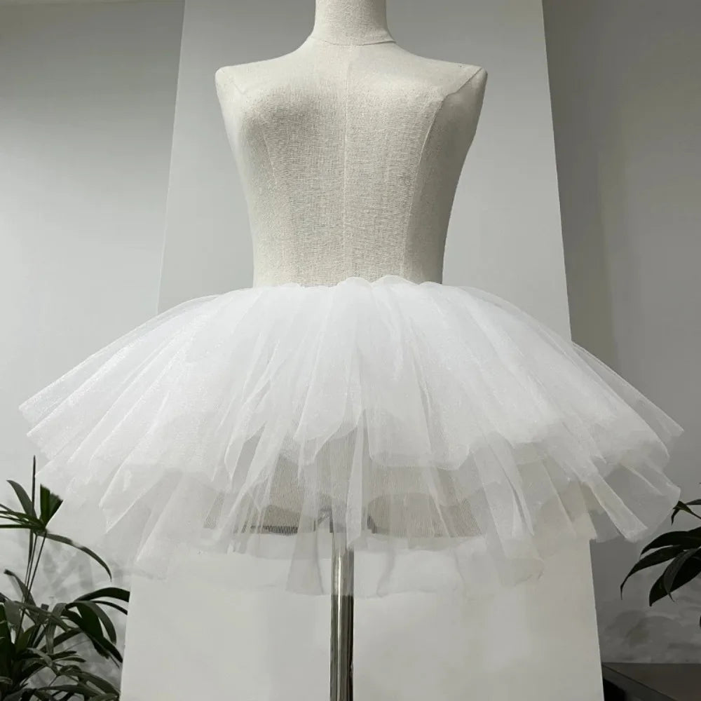 Convenient White Black Puffy Tulle Lolita Underskirt Women Cosplay Ballgown Kids Bridal Boneless Petticoats Tutu Dress