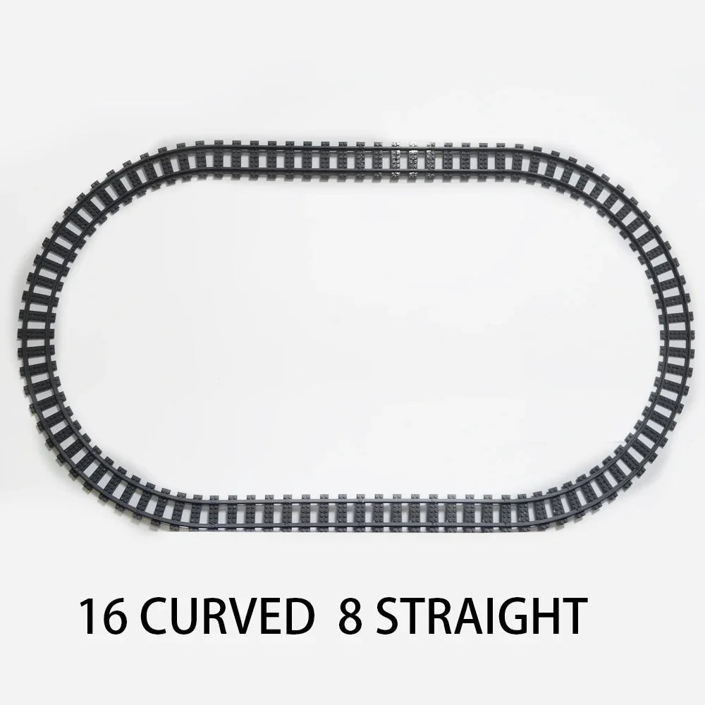 Straight Train Tracks Curved Accessories Car Blocks Building Sets DIY 10-100 Pcs Kids Toys MOC Bricks City Switch Rail Crossing
