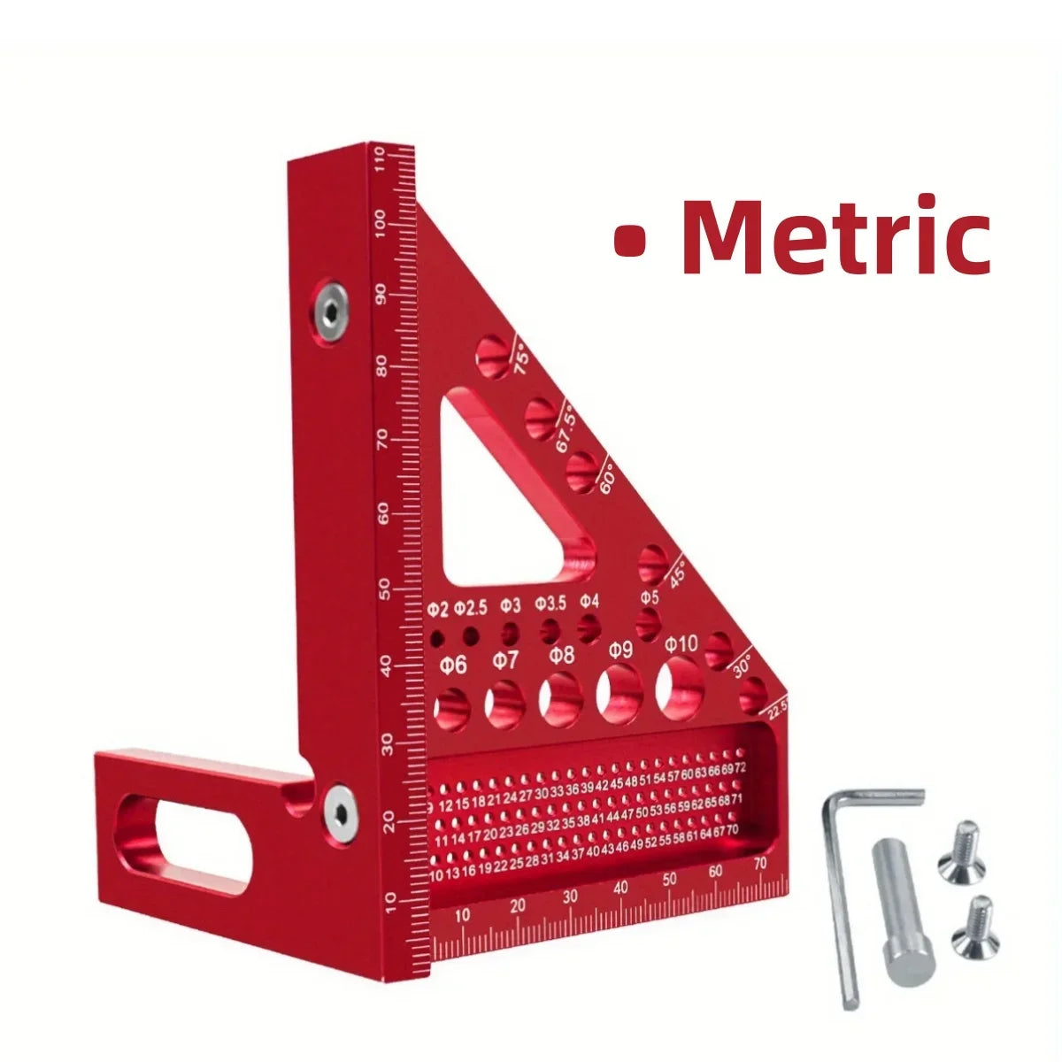 3D Multi-Angle Metric/Inch Measuring Ruler, 45/90 Degree Aluminum Alloy Square Protractor, High Precision Layout Measuring Tool - Shoppiline