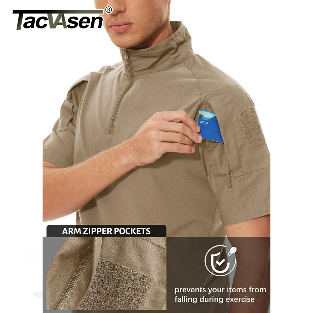 TACVASEN Men's Short Sleeve T-Shirts With Zipper Pockets Mens Summer Solid T Shirts Safari Tee Shirts Hiking Work Clothing - Shoppiline