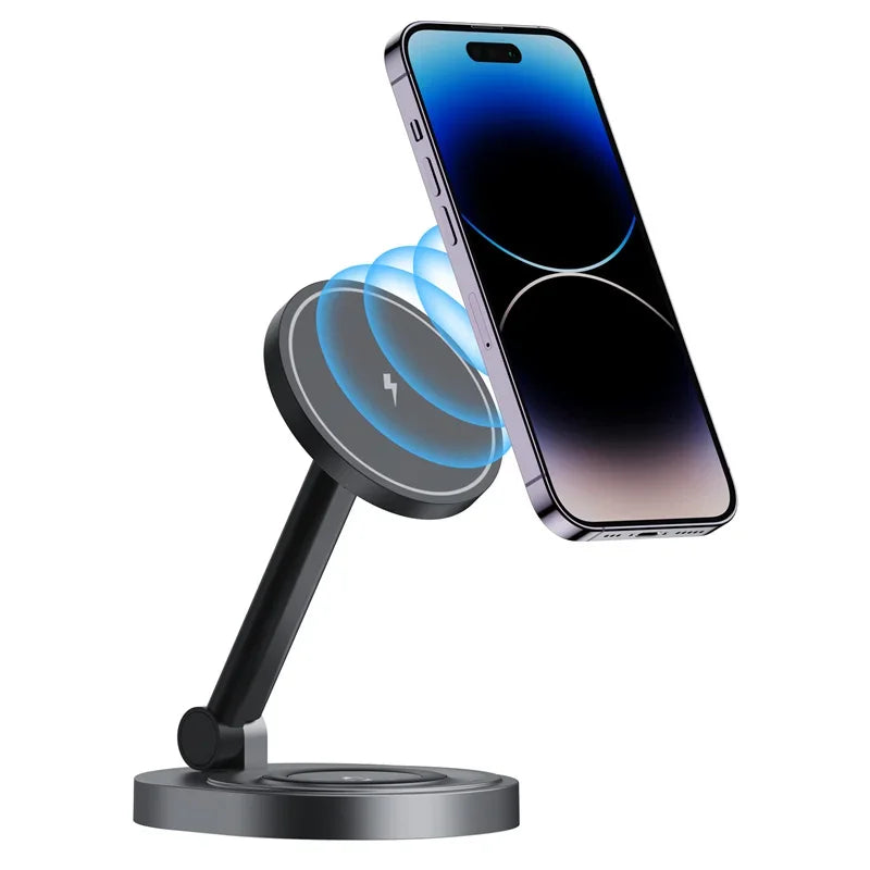 Magnetic 2 In 1 Wireless Charger Stand  Pad Fast Charging Station Dock For iPhone 15 14 13 12 Pro Max Apple Watch 8 7 6 Airpods - Shoppiline