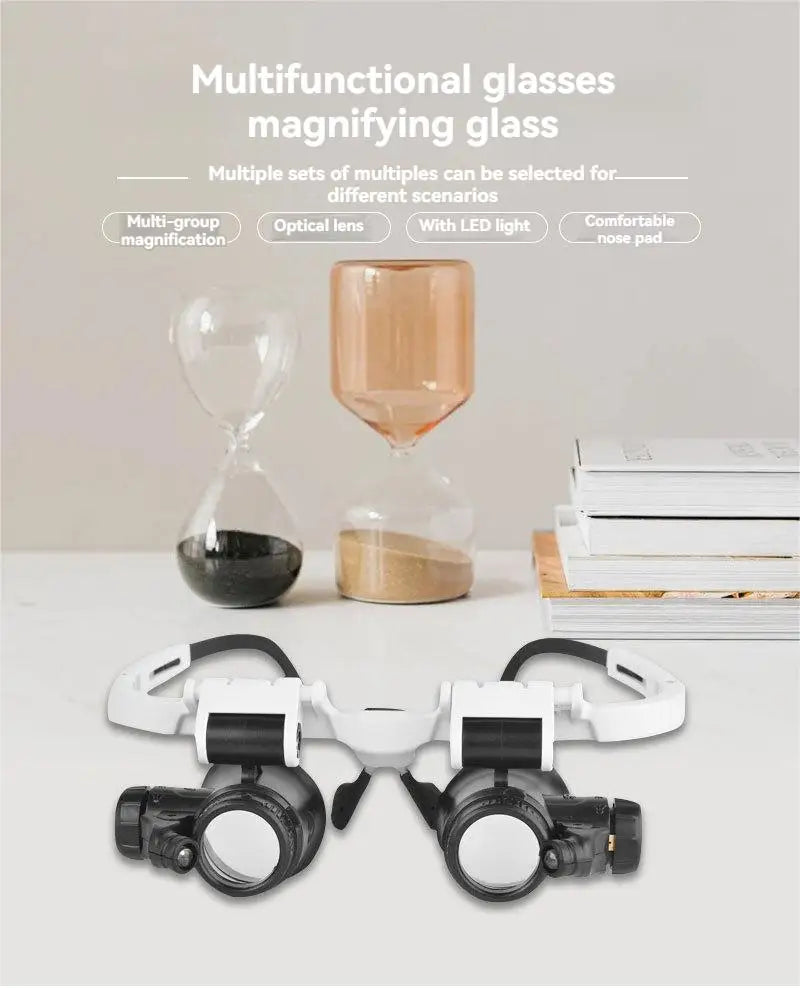 Magnifying Glass 8X/15X/23X Jeweler Watchmaker With LED Light Telescopic Headband Magnifier Glasses Reading Loupes Eyewear