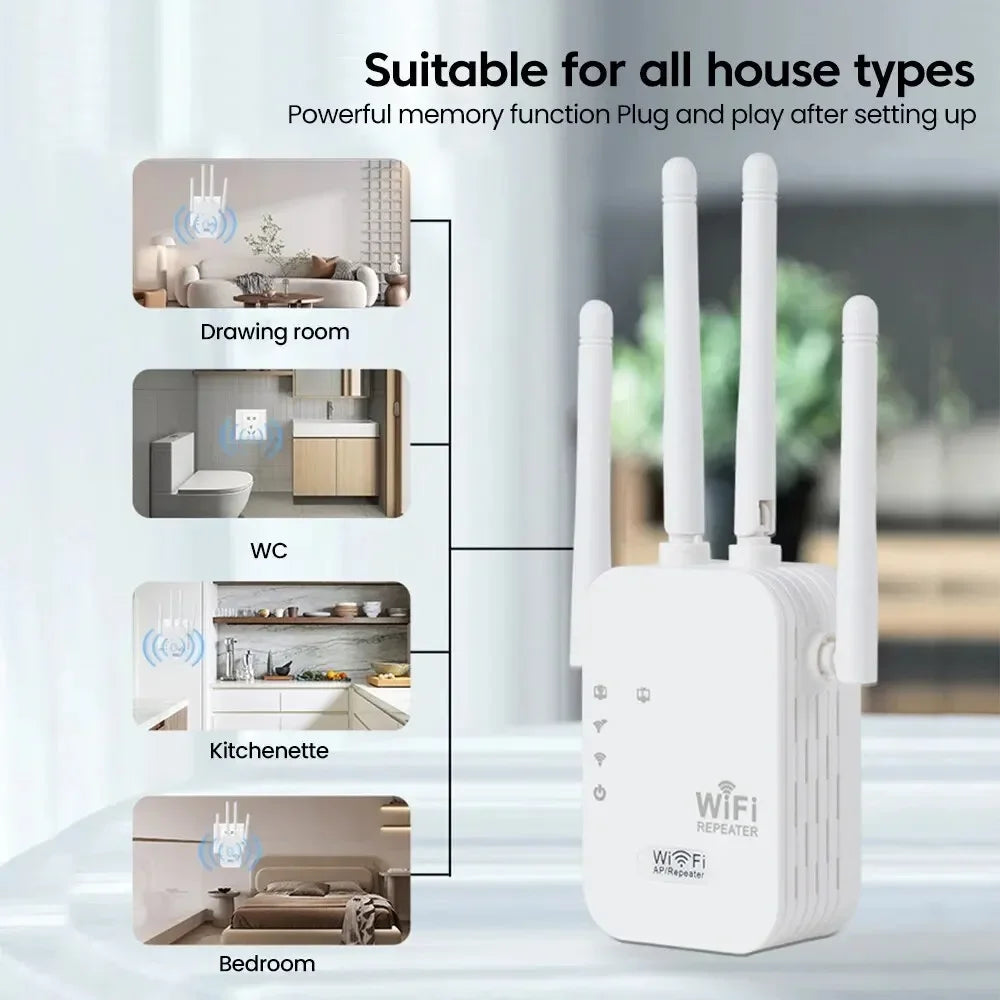 300M Wireless Signal Booster 2.4G WiFi Range Extender Internet Amplifier With EU Standard Plug