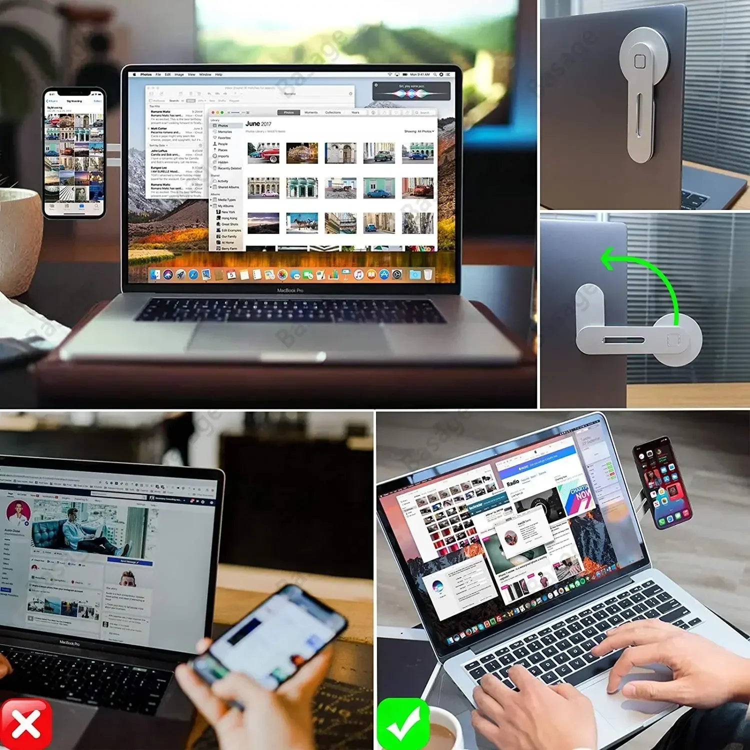 2025 Magnetic Laptop Phone Holder Computer Monitor Side Cell Phone Slim& Foldable For iPhone 14 13 12 Series Case and All Phone - Shoppiline