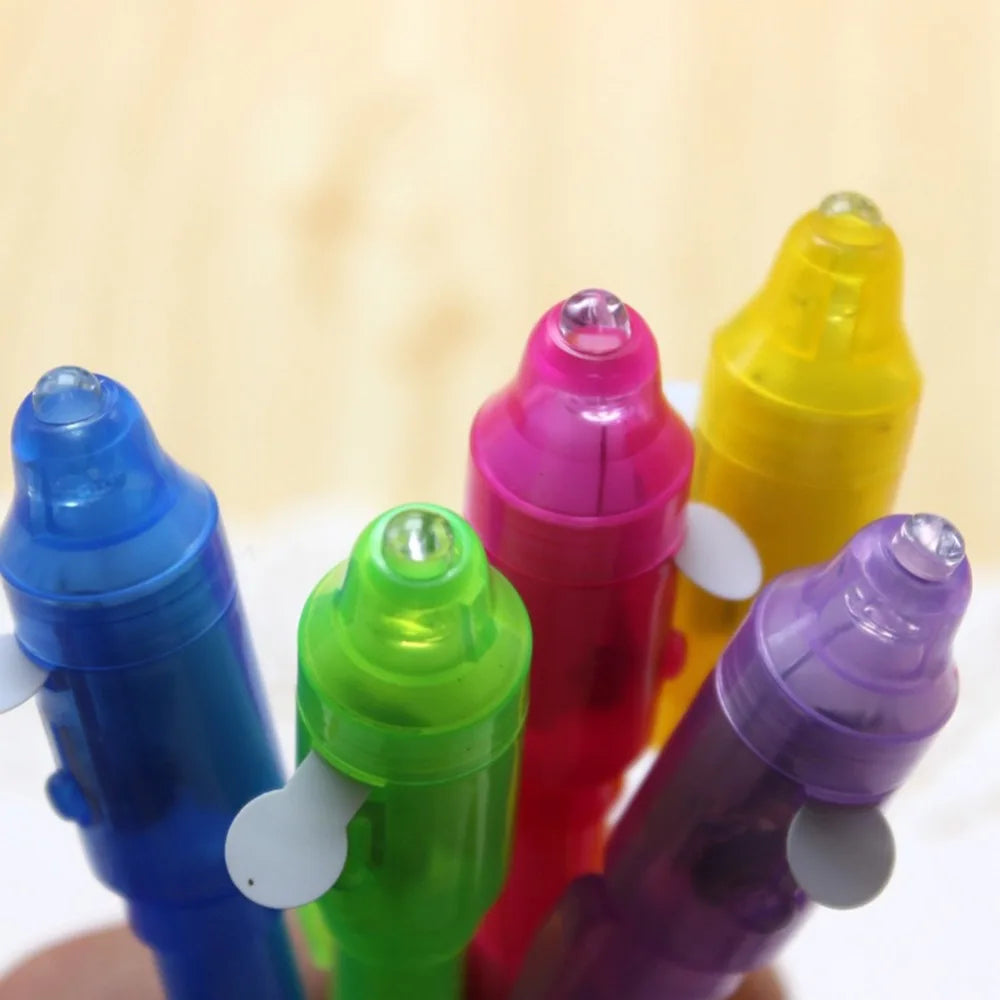Leuchtender Leuchtstift Magischer Lila 2 in 1 UV-Schwarzlicht-Kombistift zum Zeichnen Unsichtbare Tinte Stift Lernspielzeug für Kinder