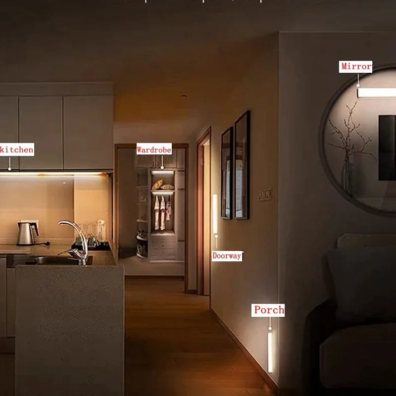 Motion sensor light indoor wireless LED night light type C rechargeable light cabinet wardrobe light staircase backlight kitchen