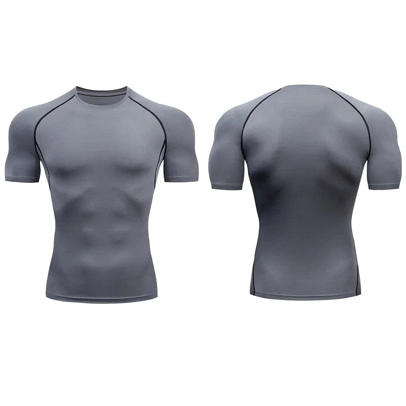 2025 Compressed T-shirt Men's sportswear Running T-shirt Elastic Quick-drying Exercise T-shirt for men exercising in the gym