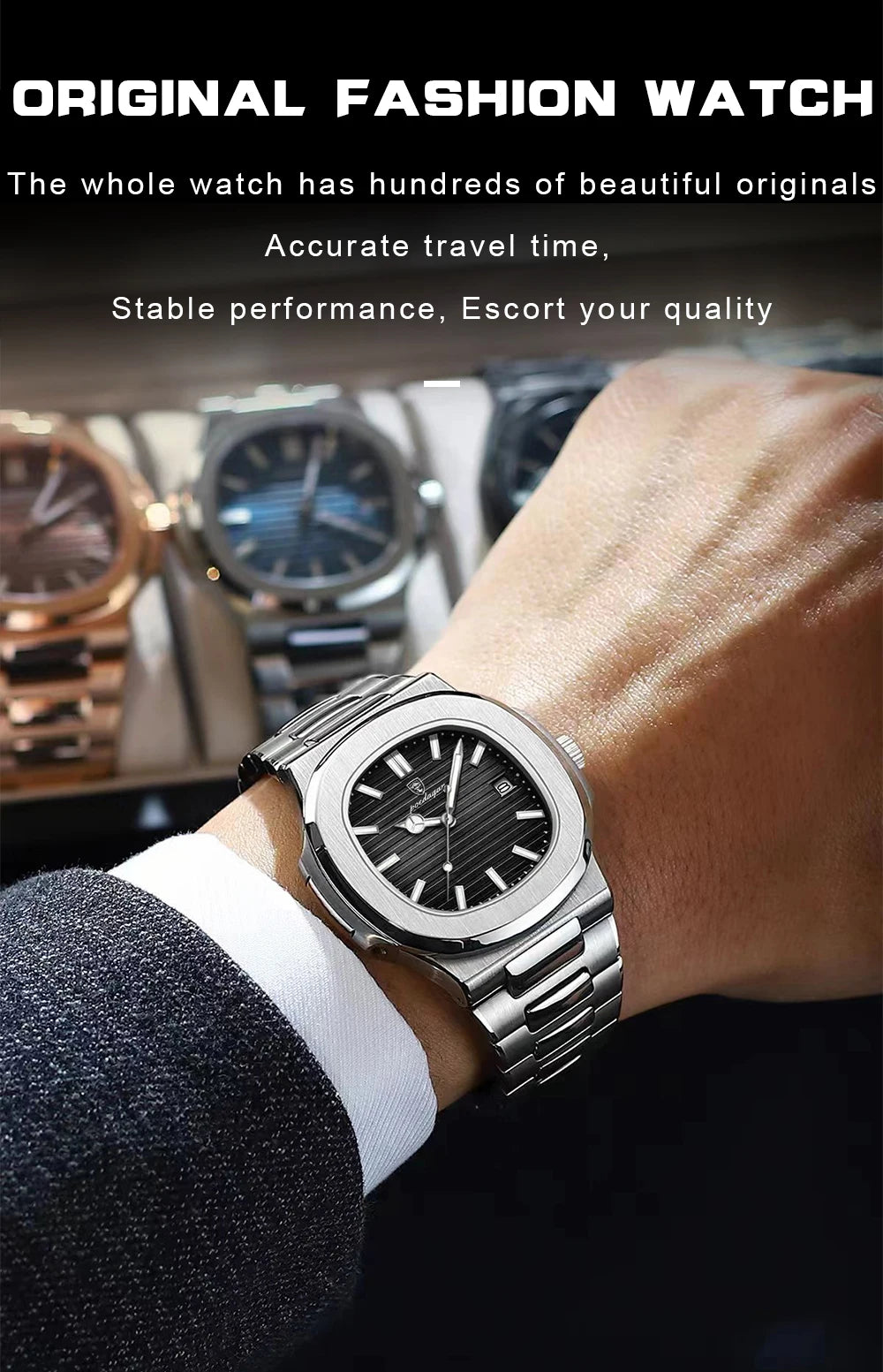 POEDAGAR Top Luxusmarke Herrenuhr Sport Wasserdicht Leuchtend Datum Herrenarmbanduhr Quadratisches Zifferblatt Quarz Herrenuhren Hohe Qualität
