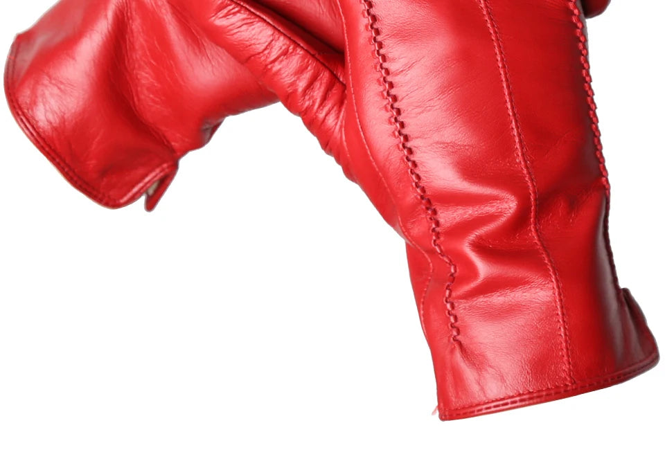 Women's sheepskin gloves winter warm plus velvet short thin touch screen driving color women's leather gloves good quality -2226