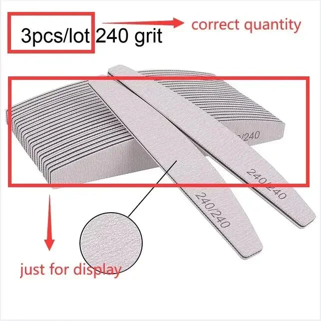5/10Pcs Professional Nail File 150/180 Sandpaper Strong Thick Nail Files Sanding Half Moon Lime nail accessories and Tools