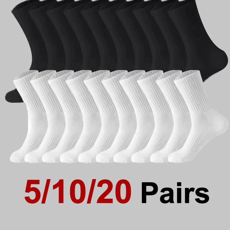 5/10/20 Pairs Neutral Solid Color Round Neck Socks Spring Summer Sweat Absorbing Breathable Comfortable All-season Sports Socks
