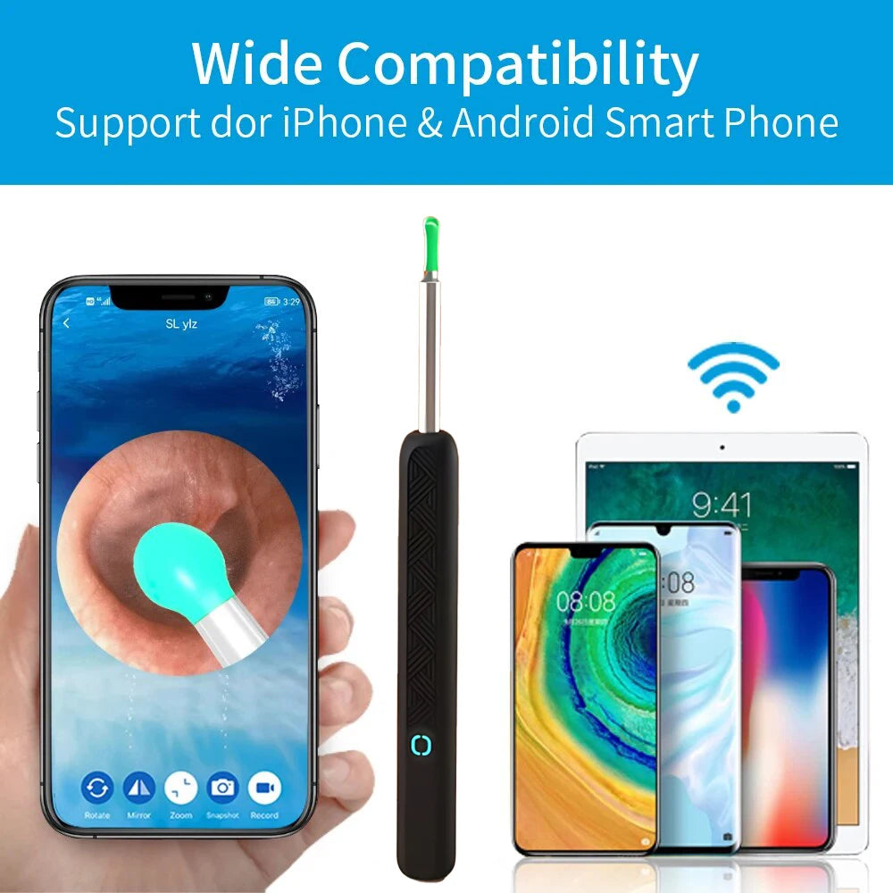 Nettoyant auriculaire visuel intelligent avec caméra, dissolvant de cérumen, otoscope 1080P HD, curette auriculaire, endoscope auriculaire, soins personnels