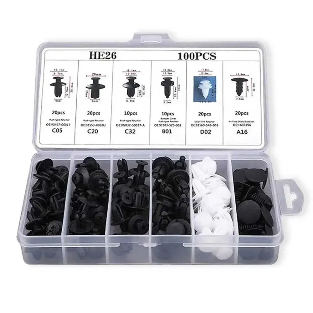 50-101PCS Auto Fastener Clips Kit Multi-Size Retainers For Car Fender Bumper Used For Auto Garage And Assembly