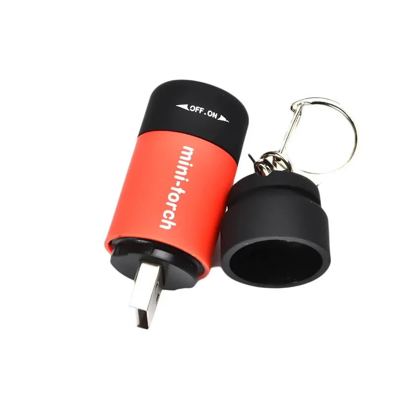 Led Micro Pocket Flashlight Portable USB Rechargeable Keychain Flashlight Waterproof Home Outdoor Hiking Camping Flashlight