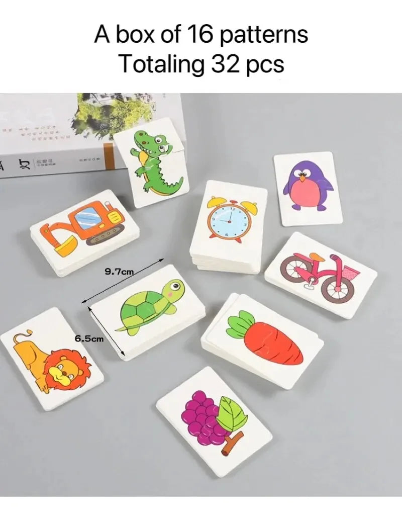32 Piece Set Matching Card Puzzle Early Education Cartoon Card Toy Gifts For Boys and Girls
