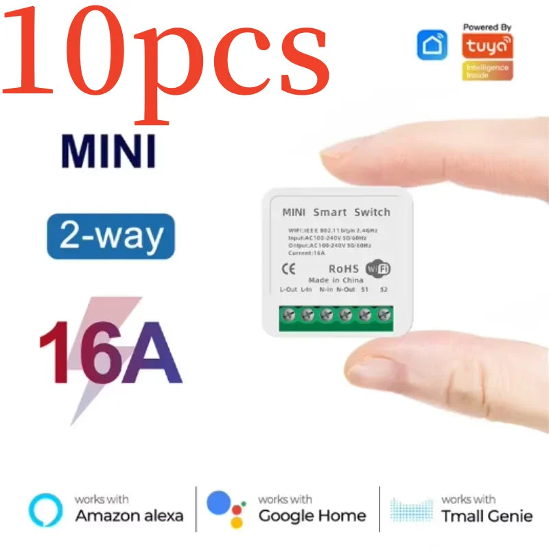 16A Tuya Smart WiFi Switch 2-Way control DIY Switch Circuit Breaker Module App Voice Control Alexa Google Smart Home Automation
