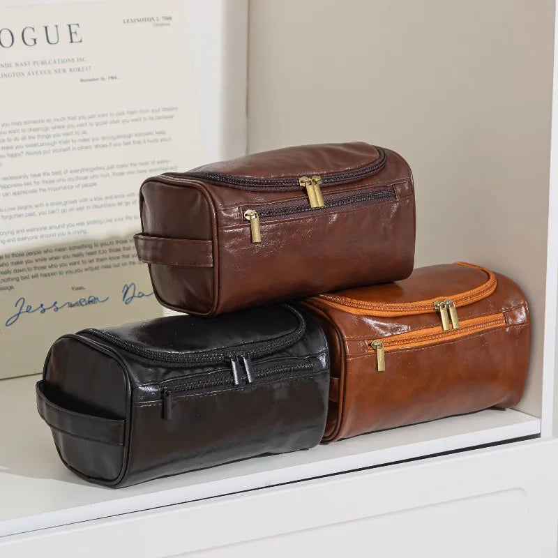 Leather Toiletry Bag for Men Women Dopp Kit Mens Hanging Toiletry Bag Travel Toiletry Bag for Traveling Large Cosmetic Bag for T