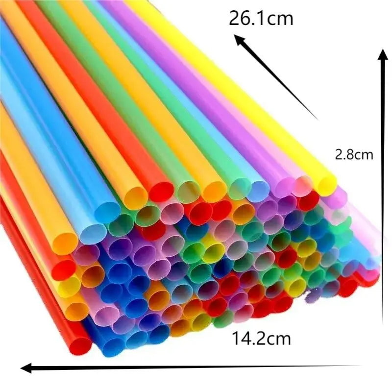 100PCS Disposable Plastic Straws Colorful Party Event Drinking Straws Flexible Large Straight Tube Straw Bar Accessories 6*190mm