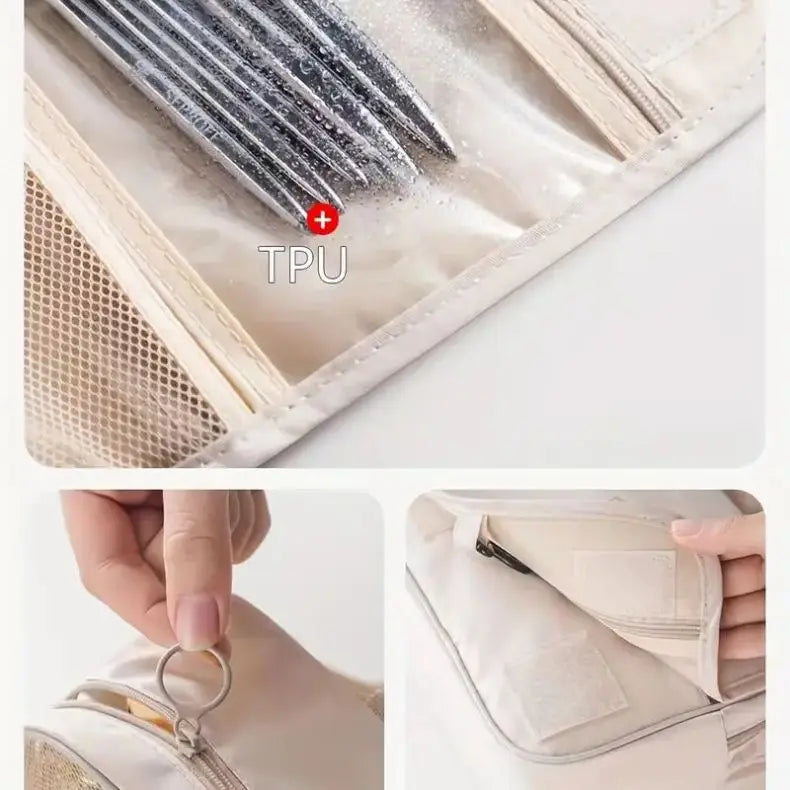 Portable Hook Toilet Bag Multi Functional Travel Waterproof Wear Resistant Multi Layer Storage Large Capacity Makeup Bag