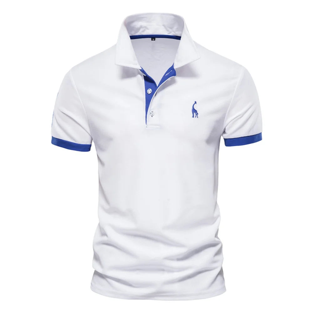Dropshipping Polo Giraffe Hemd Herren Qualität Stickerei Sommer Kurzarm Polo Casual Business Social Herren Poloshirts BR Größe