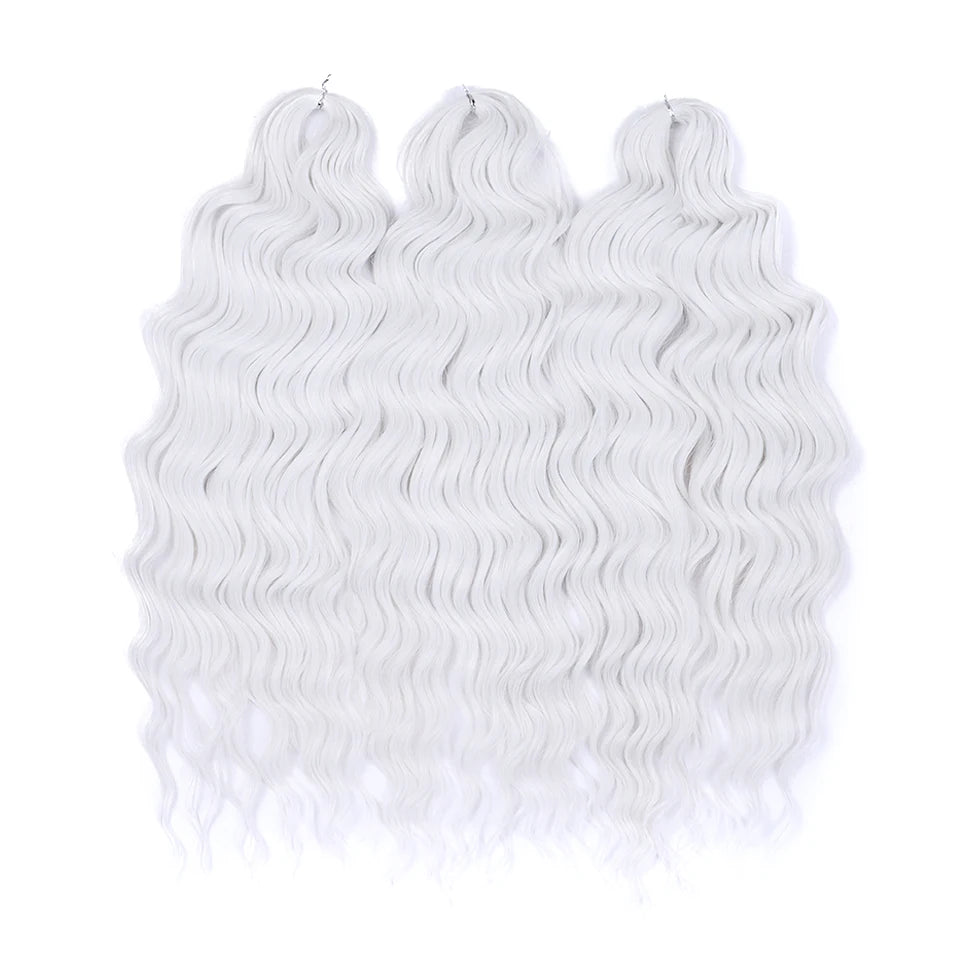 Anna Hair Extensions synthétiques de tresses Loose Deep Wave 24 pouces, cheveux tressés ondulés, cheveux bouclés torsadés au crochet Ombré Blond