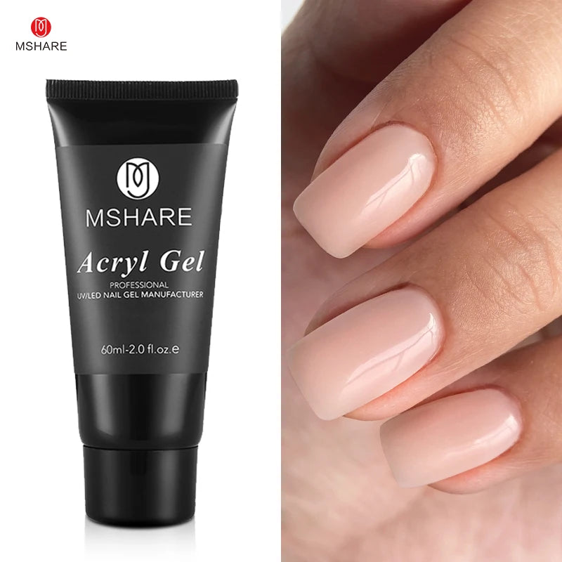 MSHARE Poly Nails Acryl Gel 60ml Builder UV Led Acrylgel Nagelverlängerungen Acryl Rosa Weiß Klar Acrylat HEMA TPO-freies Gel