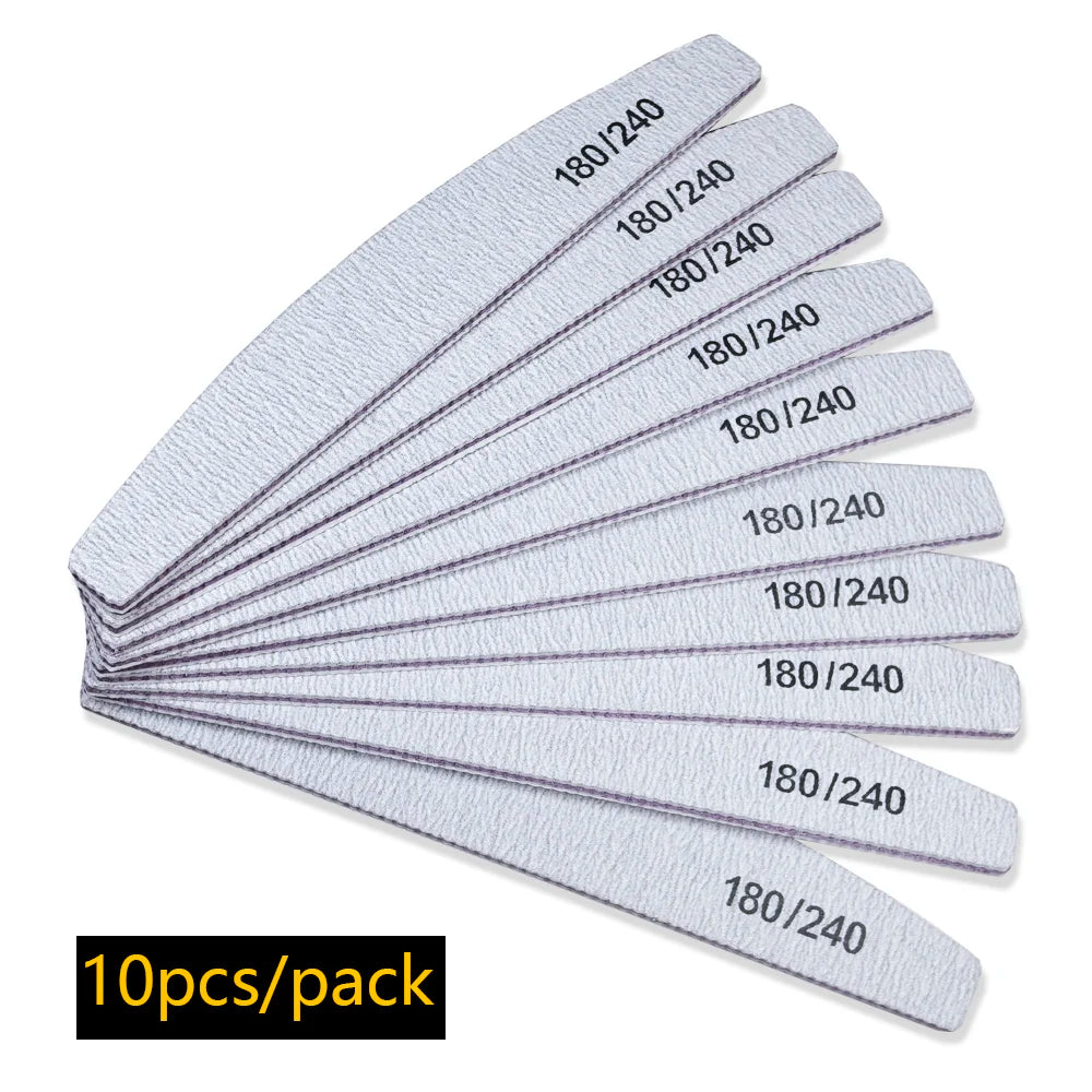 Nagelfeile Buffer 100/180 Körnung Halbmond Nagelfeilen Doppelseitiges Schmirgelpapier Nagel schleifen Gel Nagellack Maniküre-Werkzeug