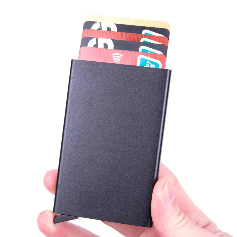 Small and Practical Pop Up Minimalist Smart Wallet Thin Slim RFID Credit Card Holder for Men Women Metal Purse Mini Wallets