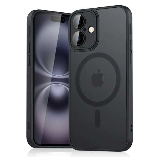 Luxury Magnetic Matte Translucent Armor Shockproof Case For iPhone 11 12 13 14 15 16 For Magsafe Wireless Charge Cover