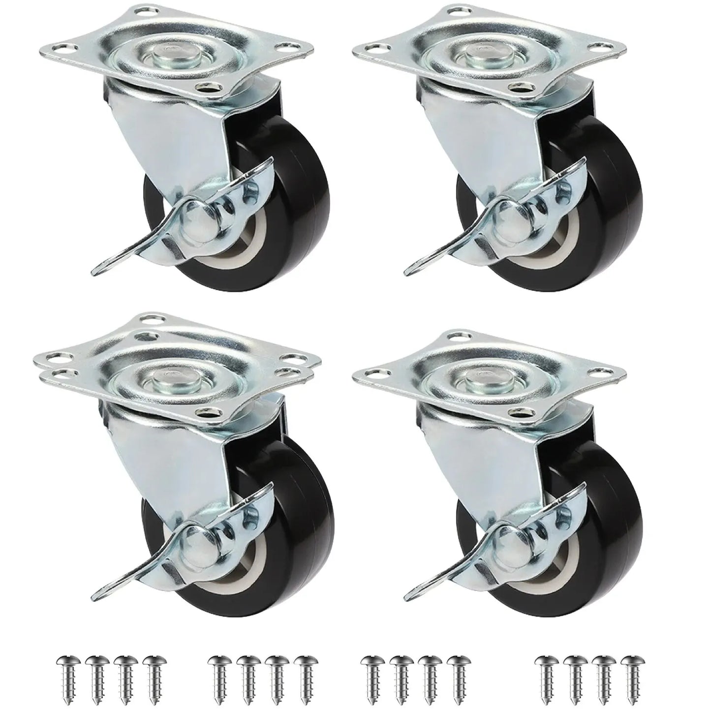 Set Of 4 1"/1.25"/2" PVC Furniture Casters Wear Resistant Mute Universal Heavy Trolley Wheels 360 Degrees Swivel Castor - Shoppiline