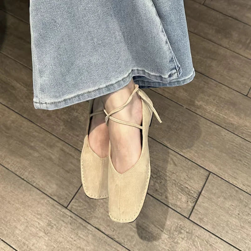 Bailamos 2024 Frühling Neue Marke Damen Flats Runde Zehen Kniehohe Slipper Damen Casual Ballettschuhe Weiches Leder Elegante Anzugschuhe