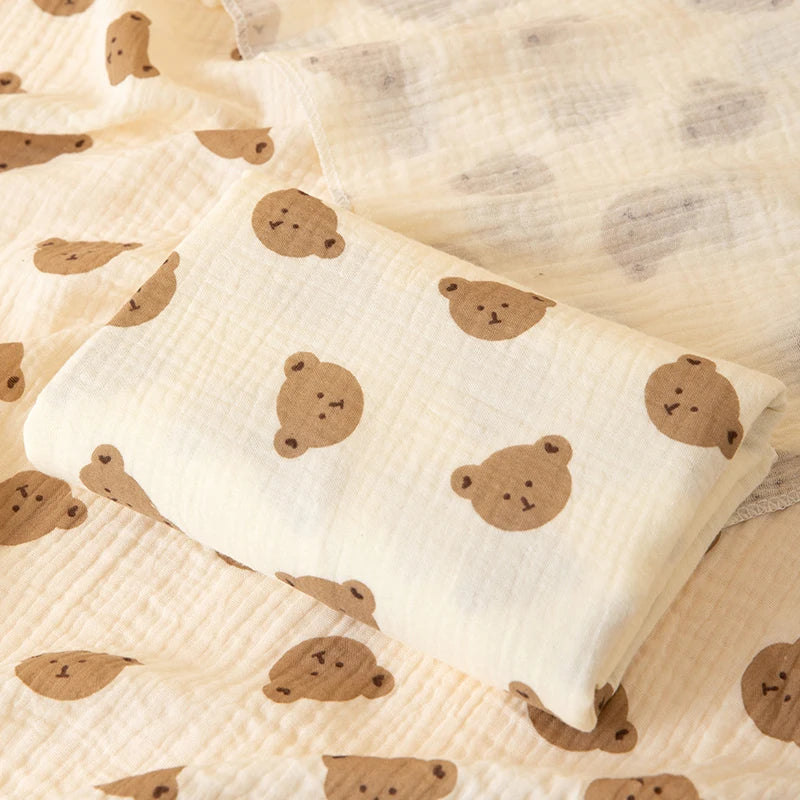 1 Piece of Baby Double-Layer Swaddle Blanket, Soft and Breathable, with Cute Patterns, Multifunctional Newborn Wrap Blanket, Baby Quilt, Baby Swaddle Sheet, Suitable for All Seasons