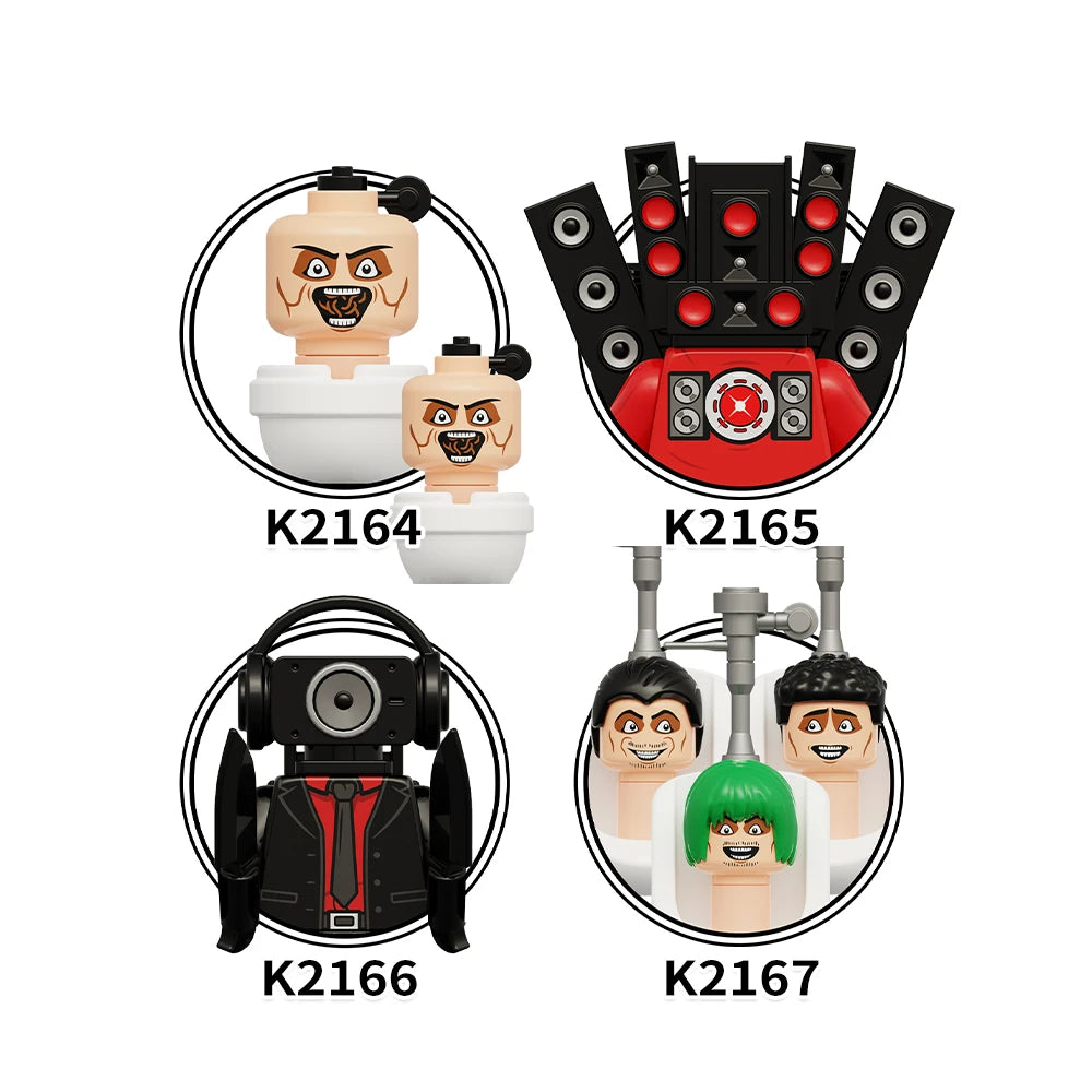 MOOXI Actionfiguren Teile Set MOC Steine Skibidi Toilet Man DIY Baustein Lernspielzeug für Kinder Figuren Geburtstagsgeschenk