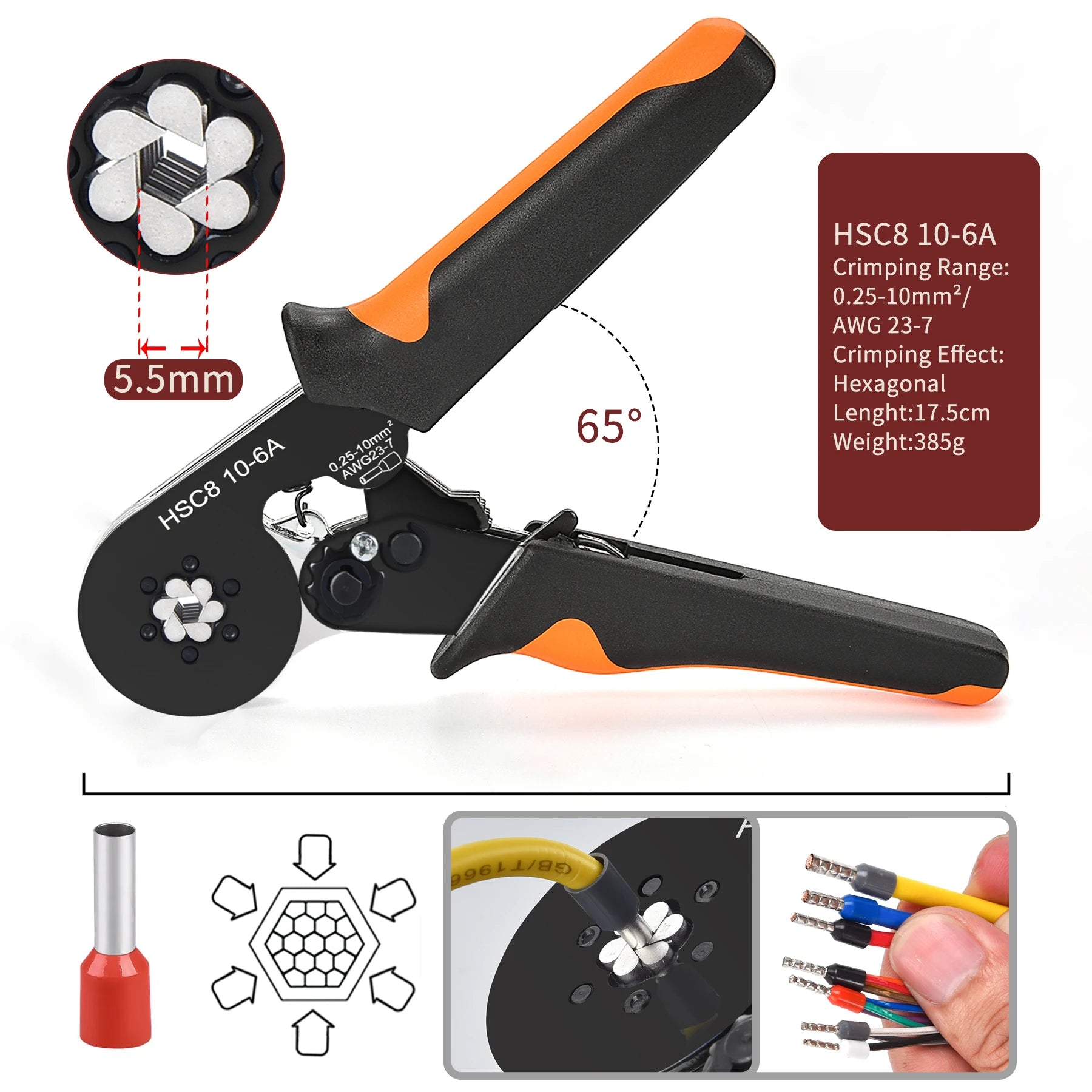 Crimping Pliers Ferrule Sleeves Tubular Terminal Tools HSC8 6-4 10-6 16-6 Wire Crimper Household Electrical Sets Terminal - Shoppiline