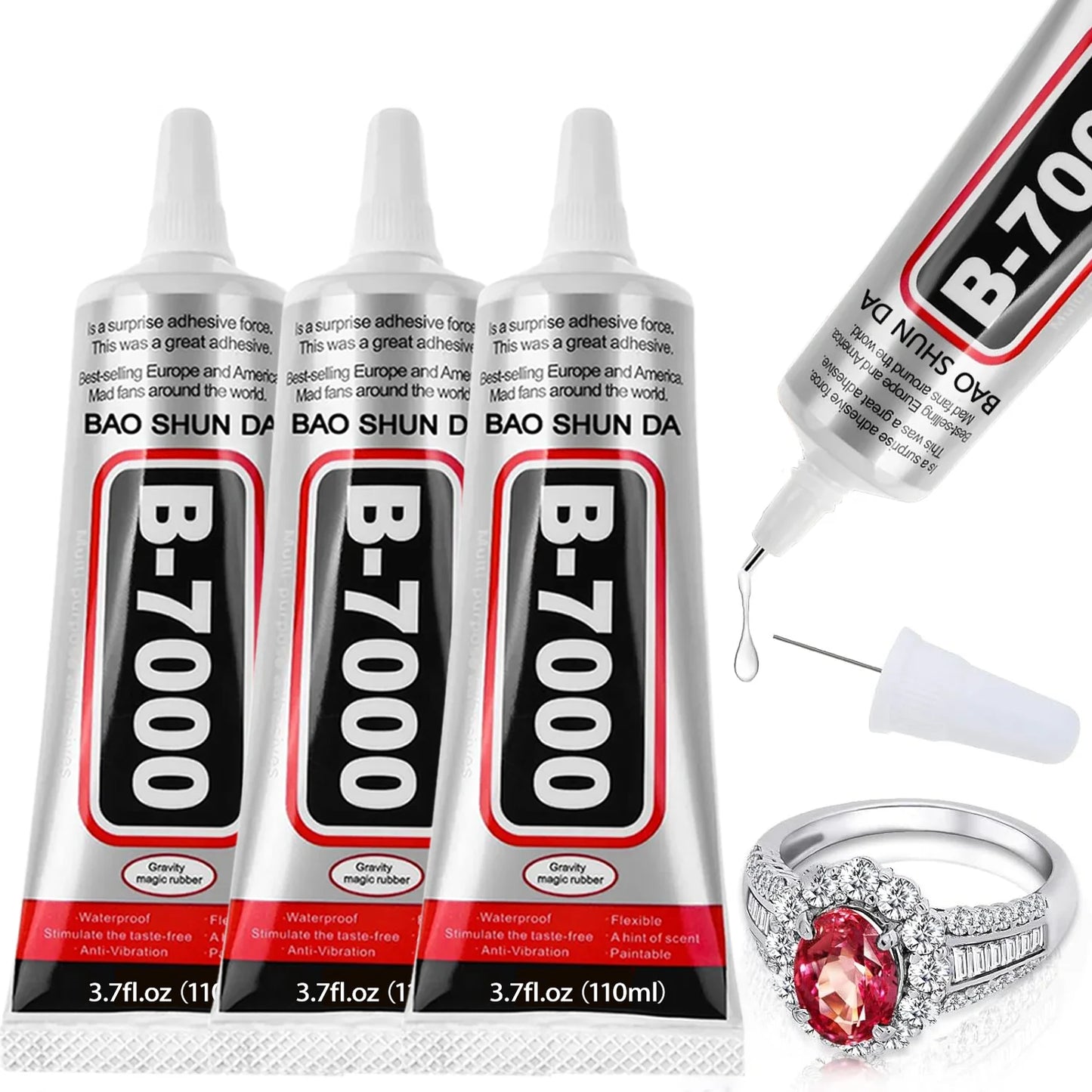 JXVX B7000 Glue Clear with Precision Tip, Bedazzling Glue, Rhinestone Glues, Craft Glues, Jewelry Making, Nail Art, DIY, Makeup.