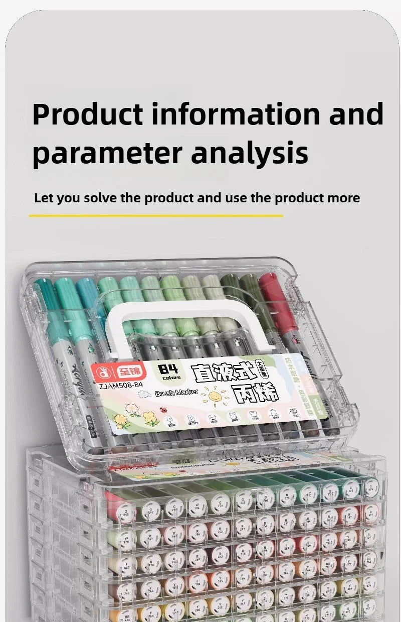 ZEEJOY 120/12/1 Colors Direct Liquid Acrylic Marker Pens Waterproof Pen Soft Brush Nib for Manga School Art Supplies Stationery