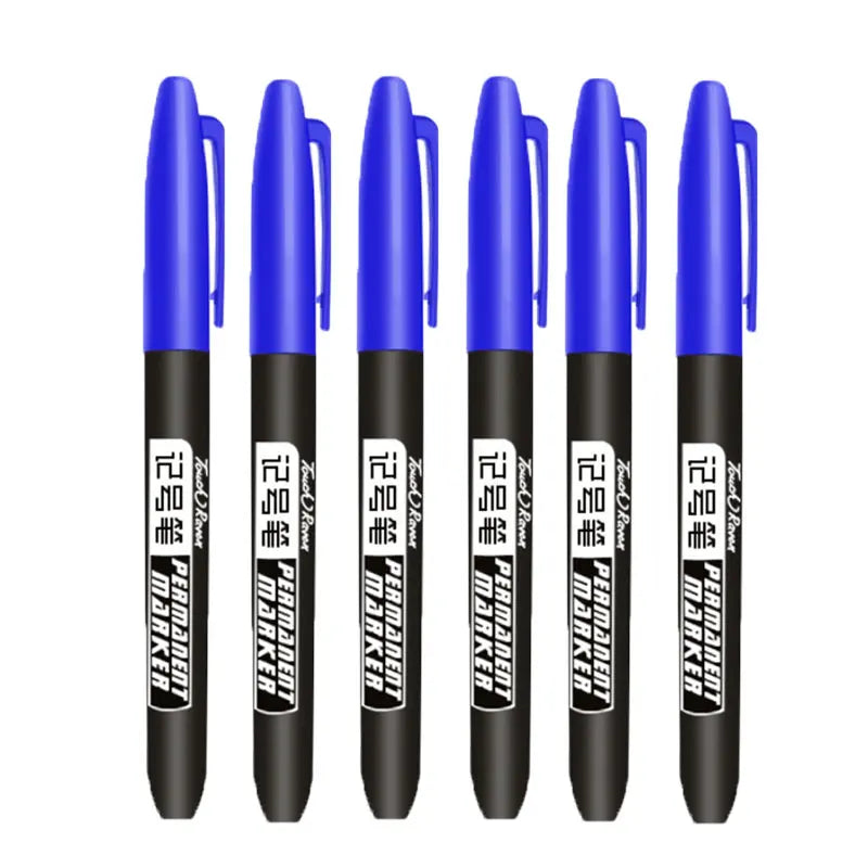 6 PCS Permanent Marker Pen Manga Drawing Markers Black Blue Red Waterproof Ink Sketch Pens Stationery Art School Supplies - Shoppiline