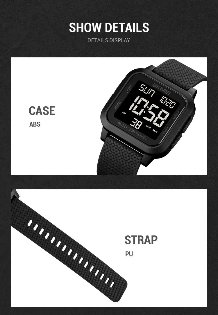 SKMEI 1894 Sport Electronic Watch for Men Shockproof Waterproof Countdown Mens Wristwatch Military Alarm Clock 1960 Reloj Hombre